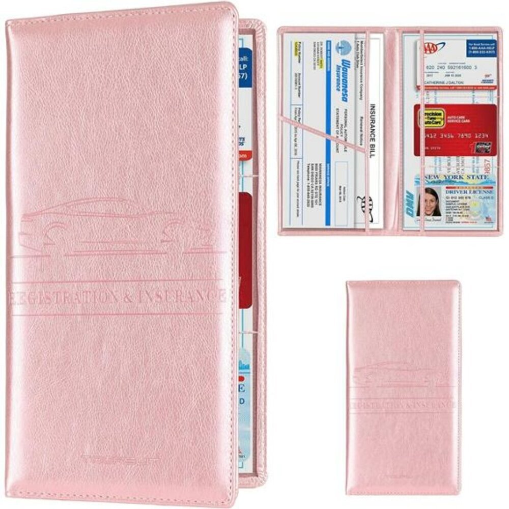 Car registration and insurance card holder vehicle document organizer glove box